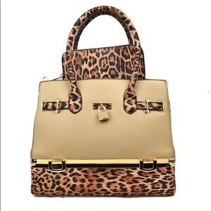 Leopard Pattern Double Handles bag